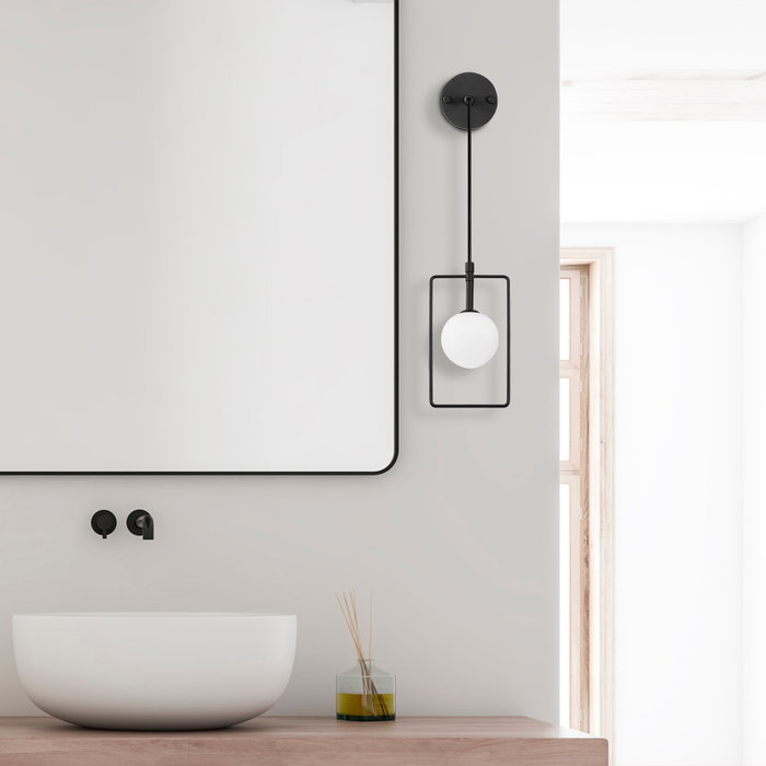 Opviq Geometri - 11110 Lámpara de pared de metal y cristal en blanco y negro